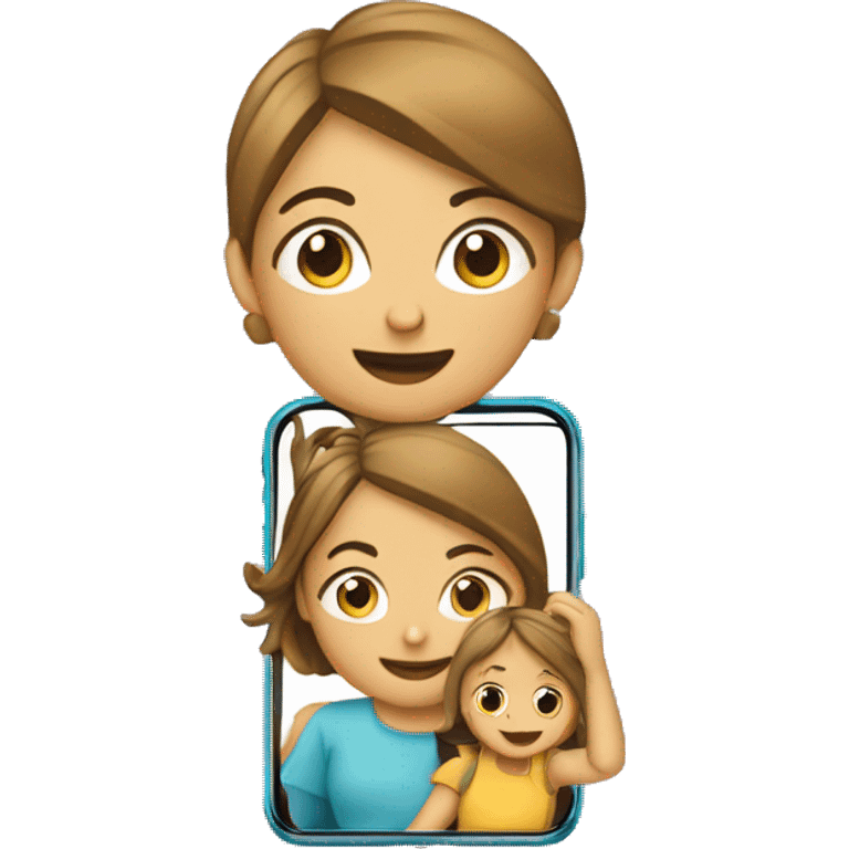 mom check where her kid are by smart phone, simple like a logo of an app emoji