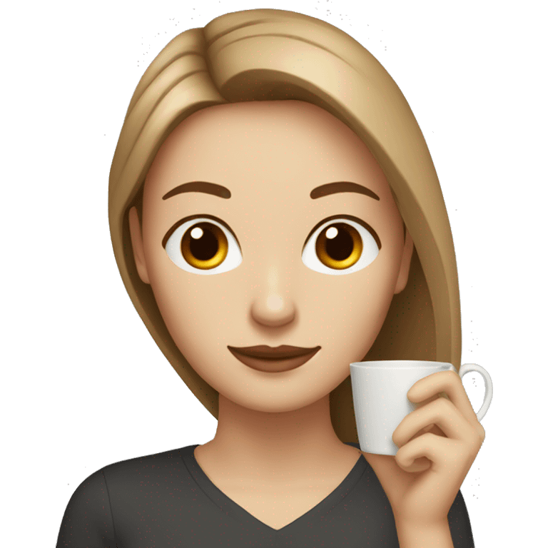 woman light brown hair white skin with a cup of coffee emoji