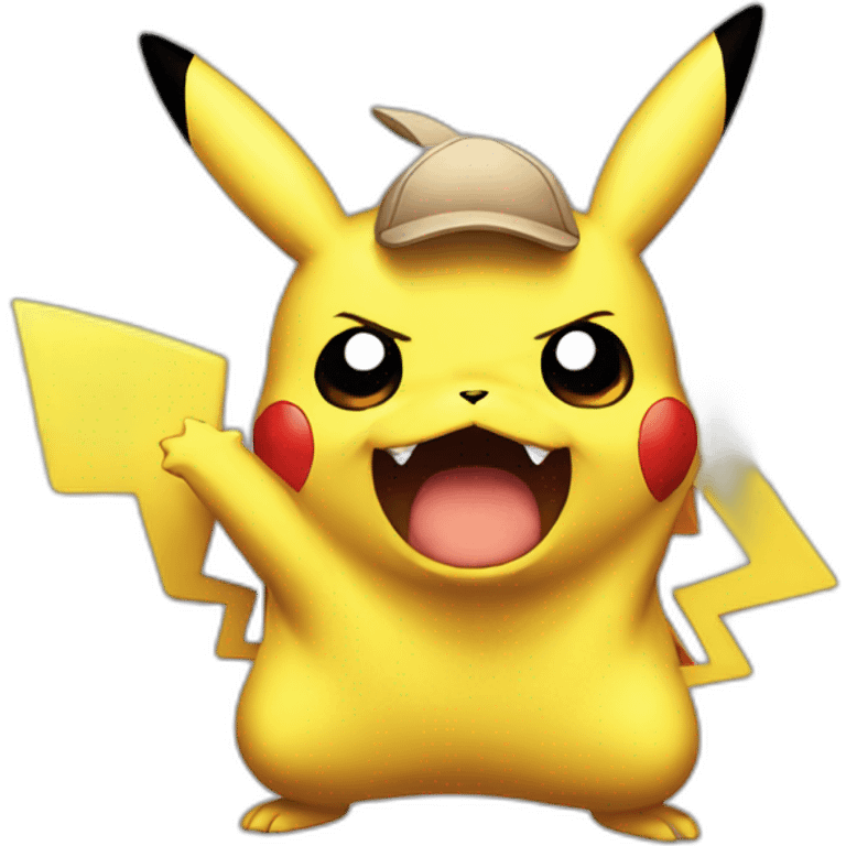 Angry pikachu striking light emoji