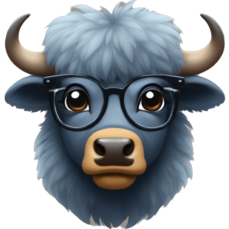 cute bison in glasses emoji