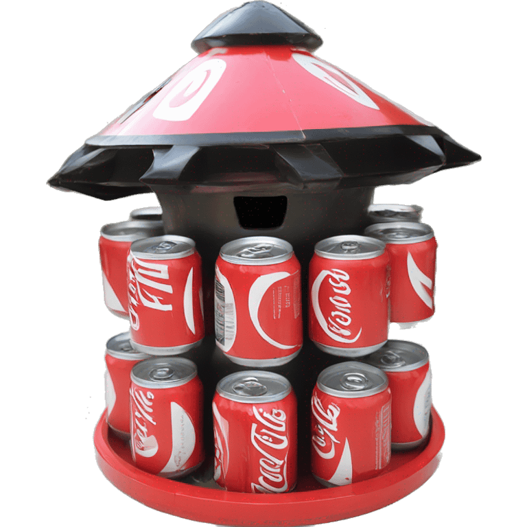 Vanilla Coke cans made into 1 UFO alien spaceship shaped birdhouse  emoji