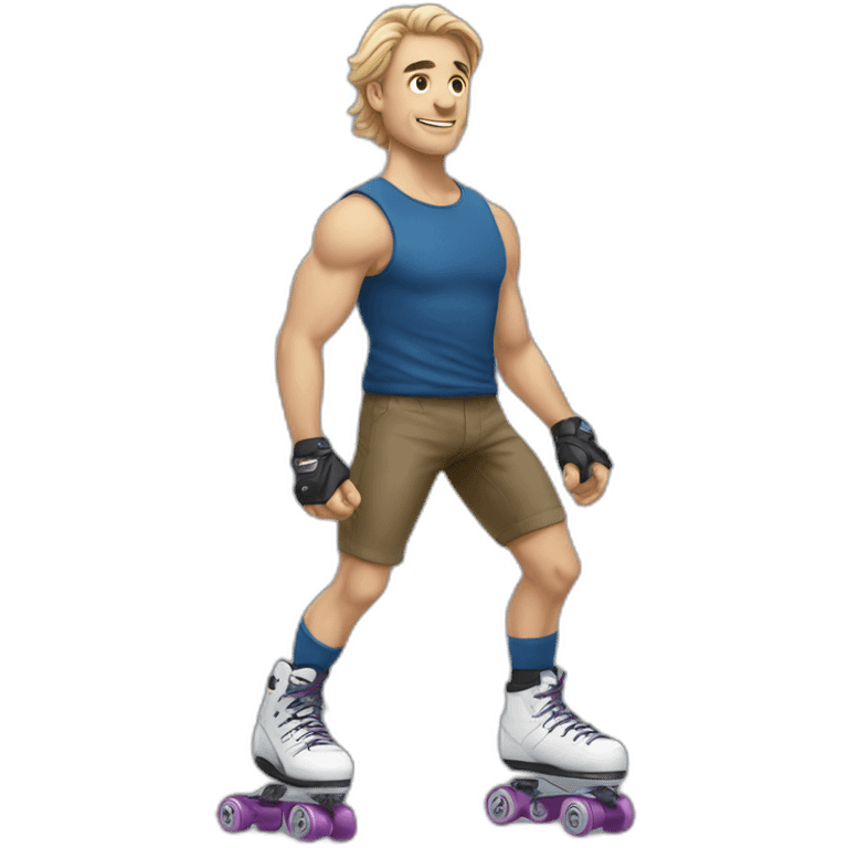 Strong european guy in artistic roller blades emoji