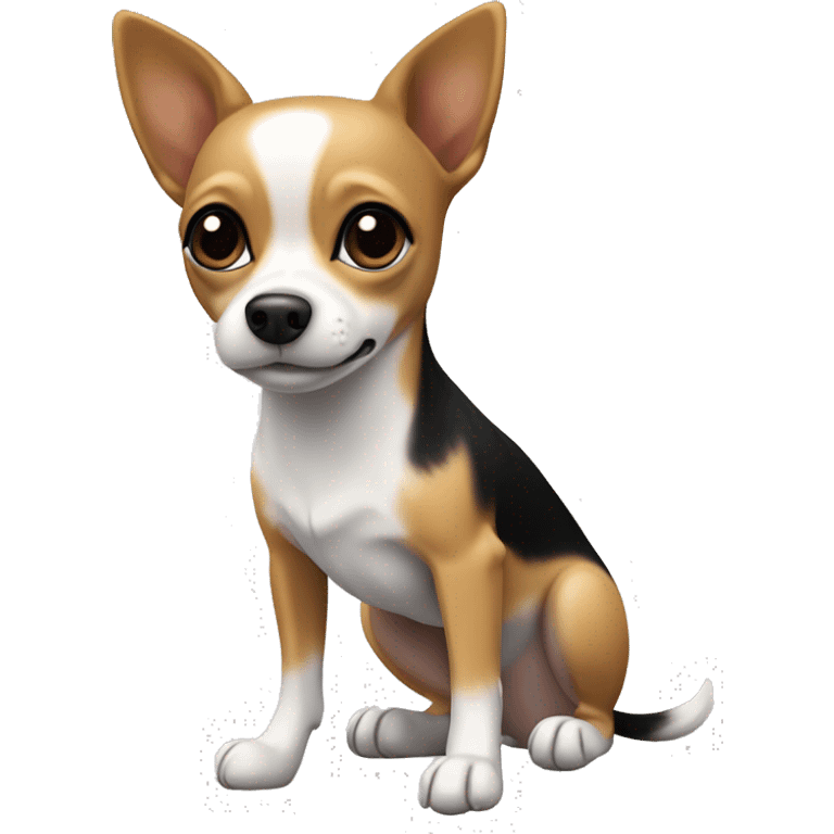 Chihuahua jack russel dog, black & white & tan full body  emoji