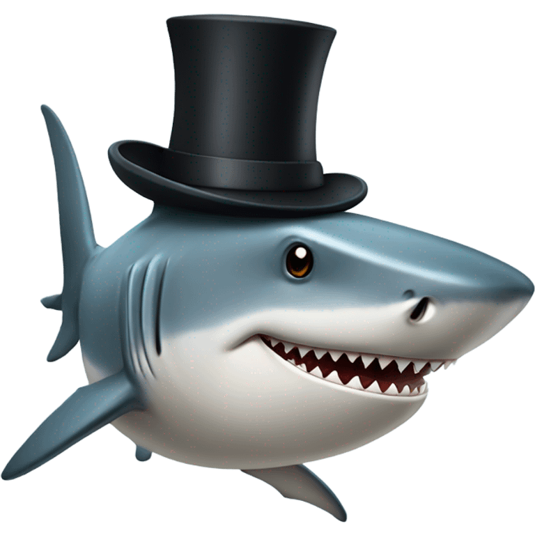 Shark with a top hat emoji