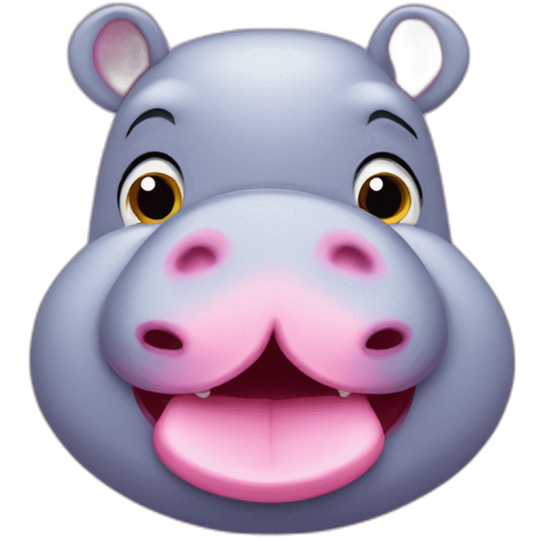 cute pink hippo showing his tongue emoji