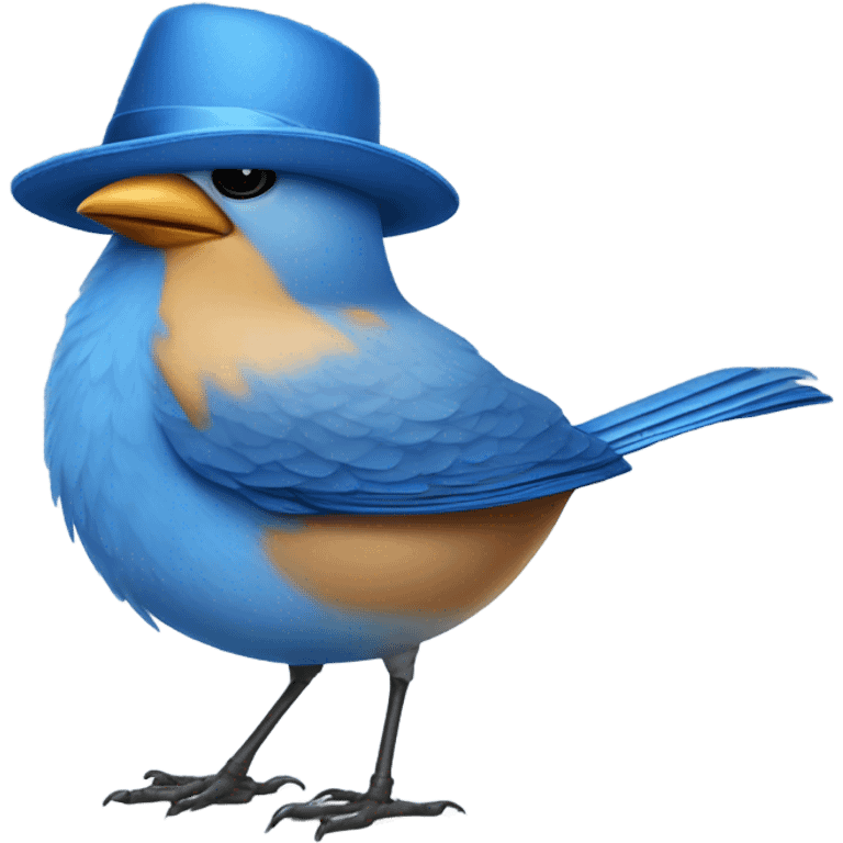 fat blue bird with a hat emoji