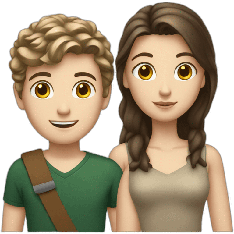 A lond White boy and two brunette white girls emoji