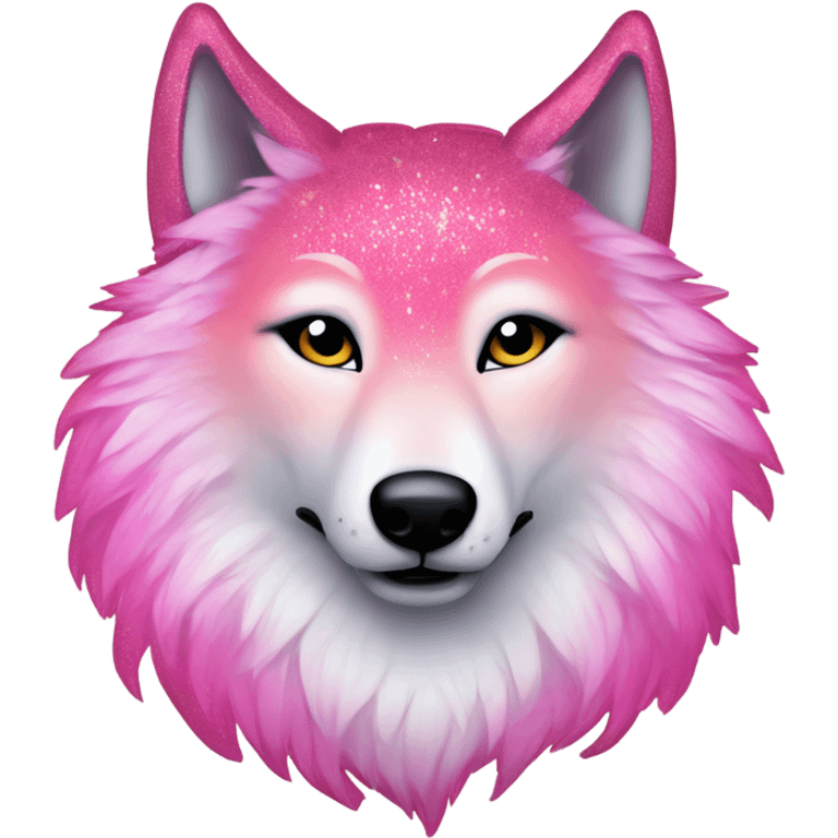 Pink ombre wolf with glitter and eyelashes  emoji