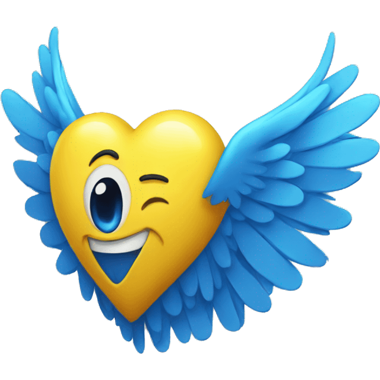 yellow heart with blue wings emoji