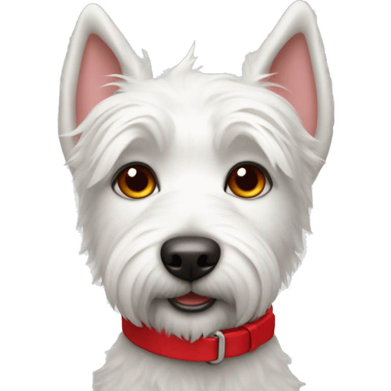 White terrier with a red collar emoji