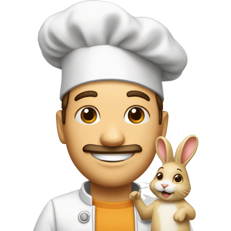 Cuisinier avec un lapin emoji