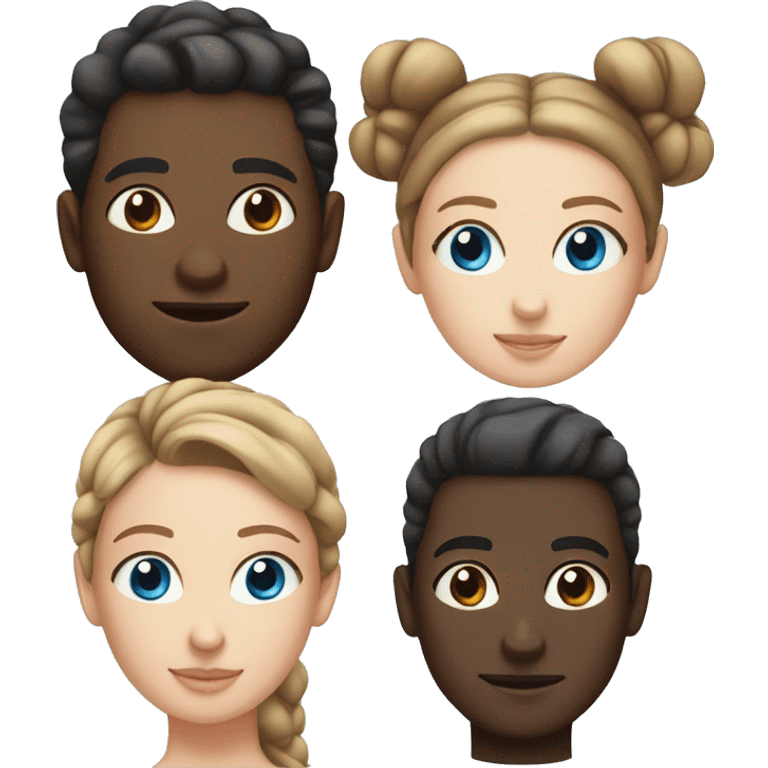 black man with a Bun and white girl with blue eyes and brown hair emoji