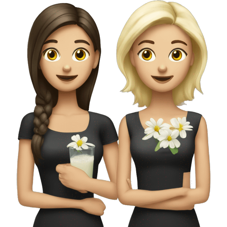 Brunette and a blond having margeritas emoji