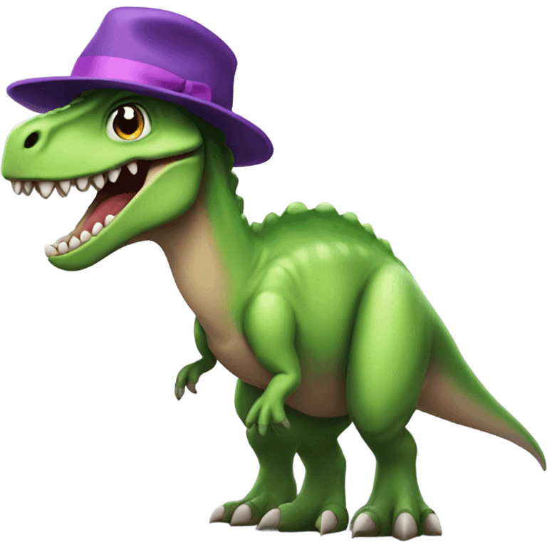 Dinosaur with purple hat emoji