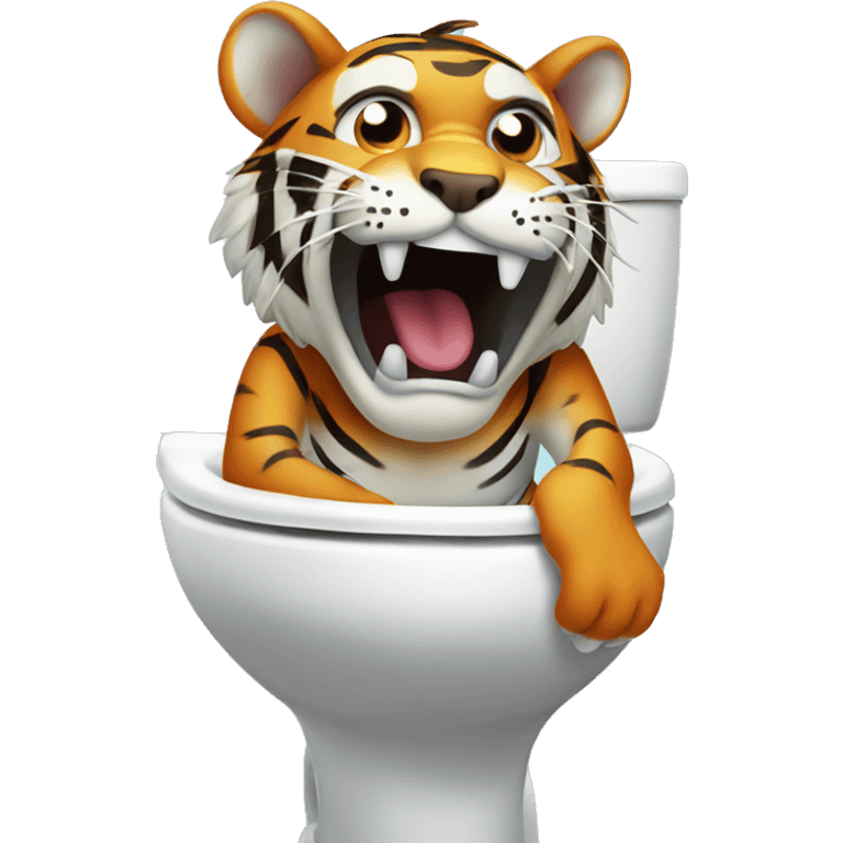 Tiger head coming out of a toilet emoji