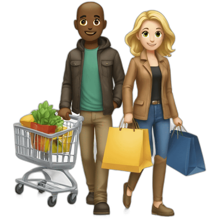 white couple shopping together emoji