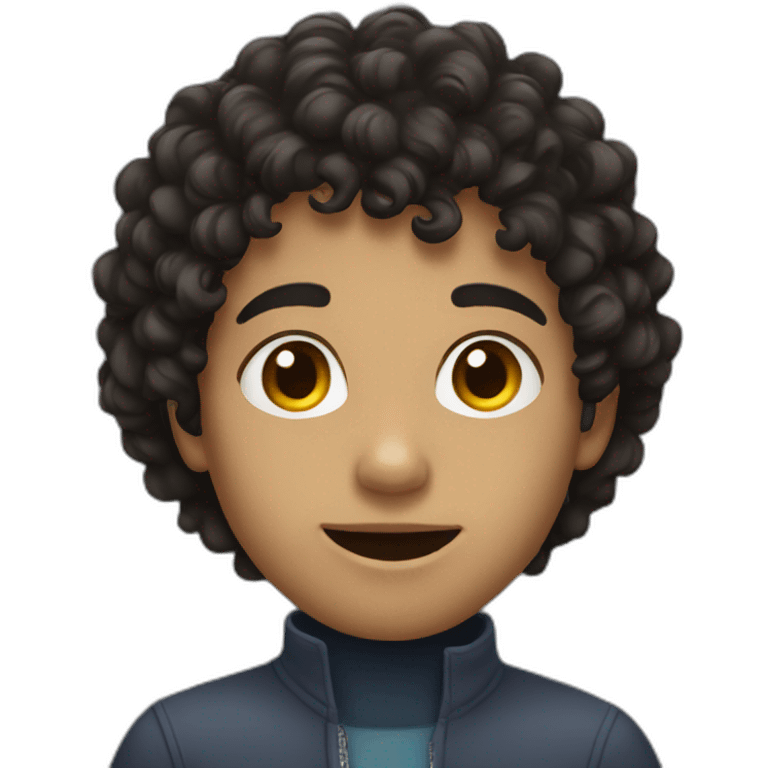 Boy, dark curly hair emoji