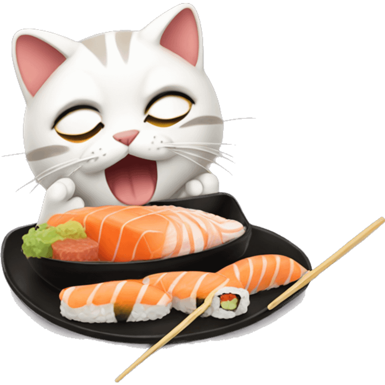 Cat eating sushi emoji