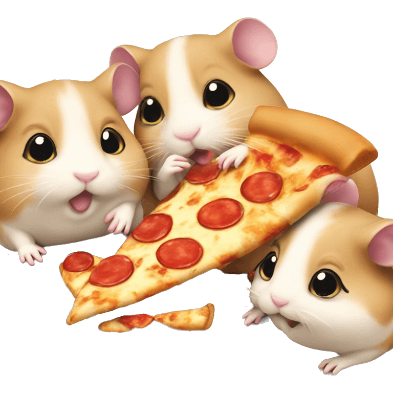 four hamsters eating pizza emoji