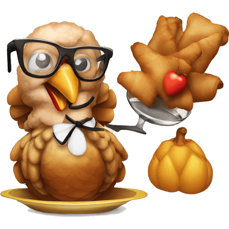 Cooked turkey with glasses  emoji