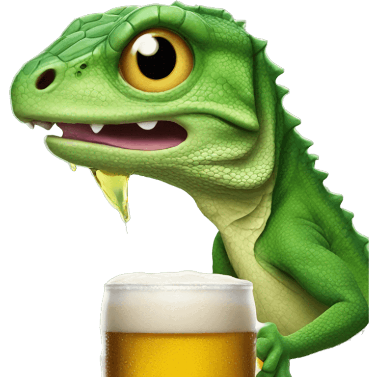 lizard drinking a beer emoji