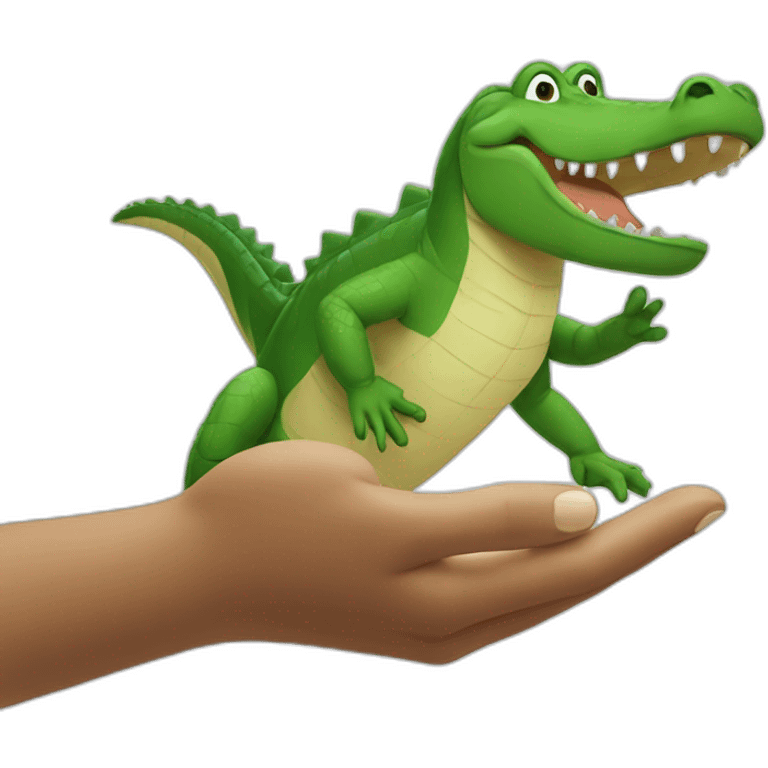 alligator gives high five emoji