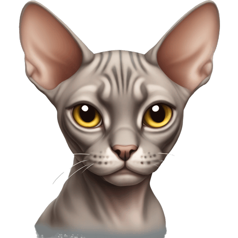 sphynx cat brown grey tabby angry face  emoji