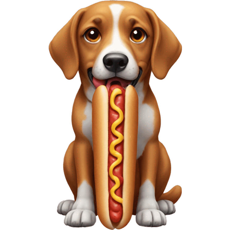 Dog eating hotdog emoji