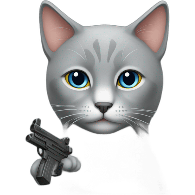 Grey Cat with smg emoji