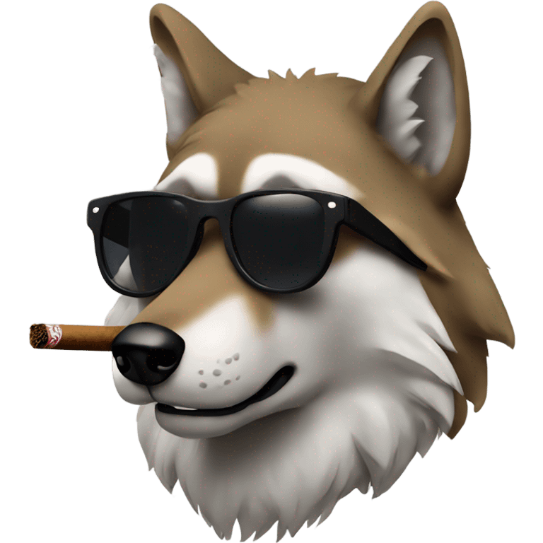 Wolf with dark sunglasses and a cigar  emoji