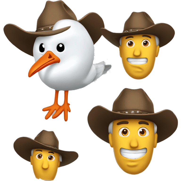 wind blow up the cowboy hat on the seagull head emoji