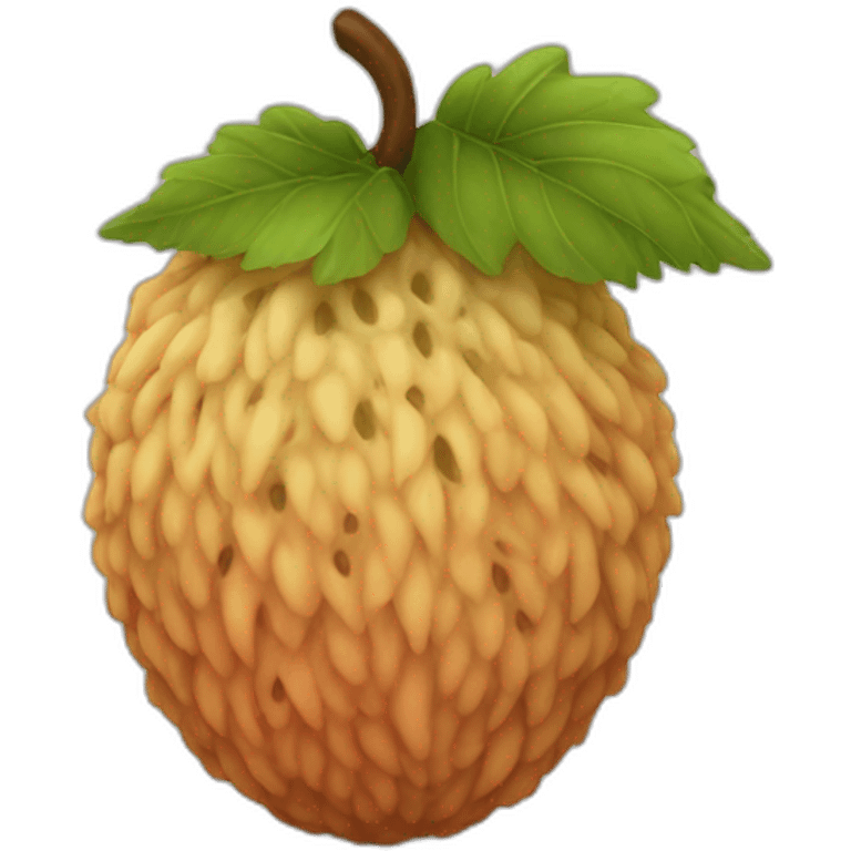 flesh-colored hairy fruit emoji