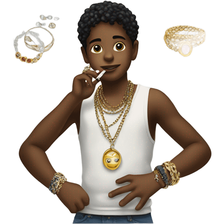 smoking boy with jewelry emoji