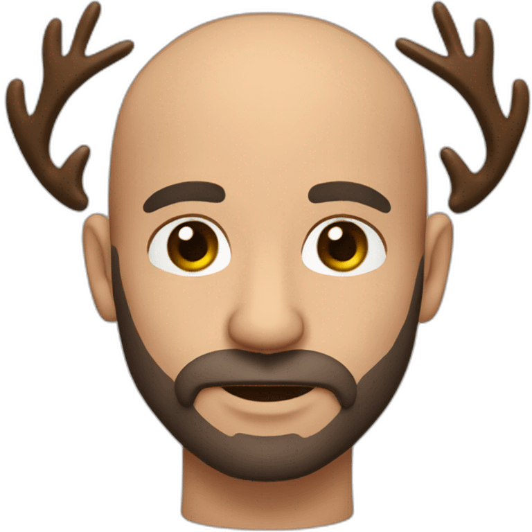 Bald Man beard brown eyes with Moose antlers emoji