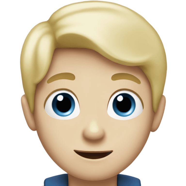 Create an emoji of a boy who is blonde with blue eyes and pale skin eating a sausage emoji