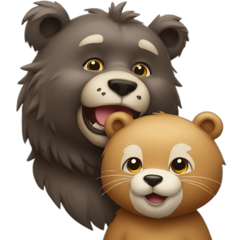 big cat and a little bear emoji