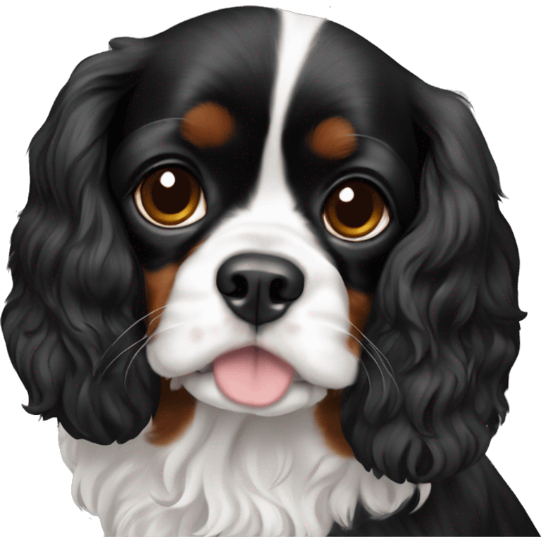 Cavalier Charles spaniel with all black fur  emoji