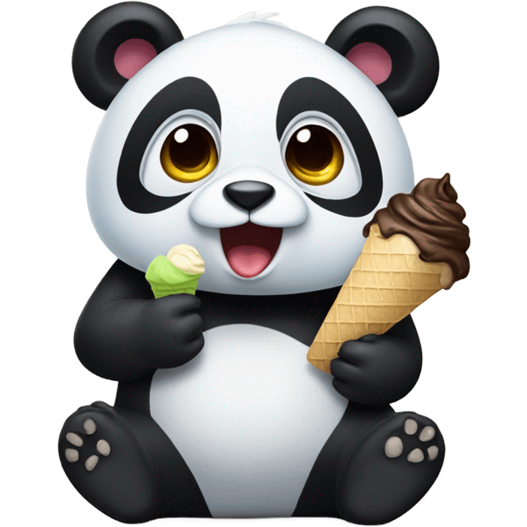 Panda eating ice cream emoji