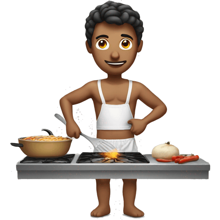 Man in underwear Cooking  emoji