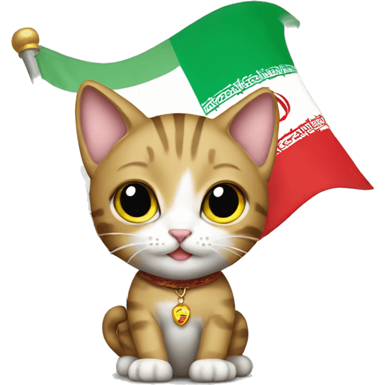 cat holding an Iranian flag  emoji