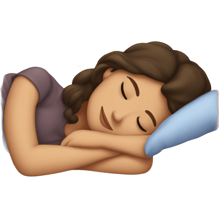 brunette girl sleeping cozy emoji