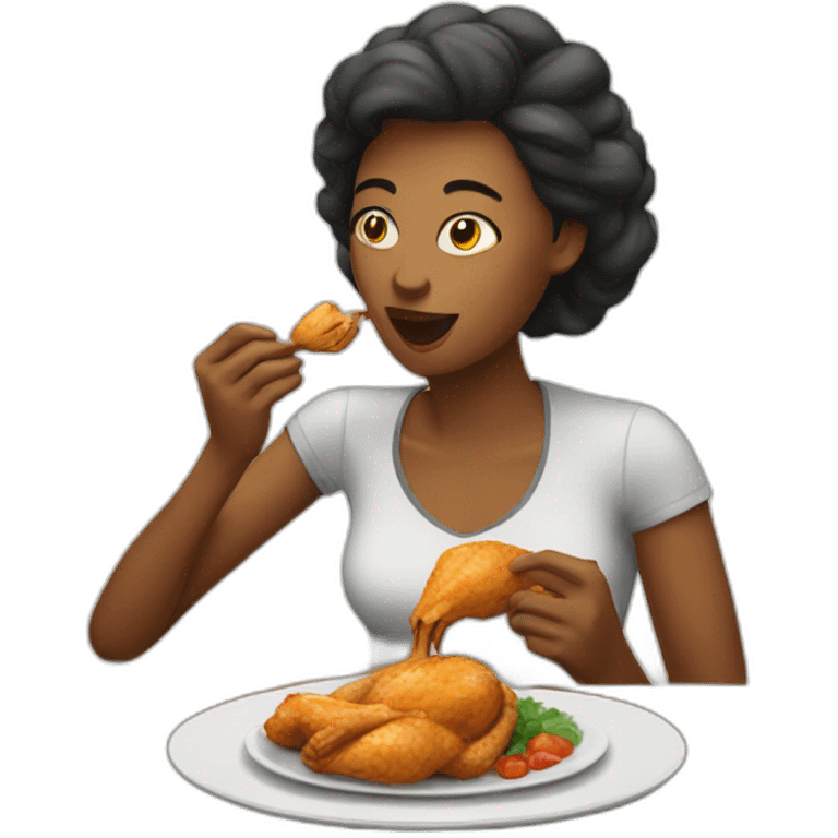 woman eating chicken emoji