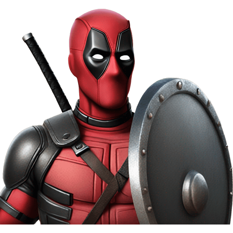 Deadpool holding Viking shield emoji