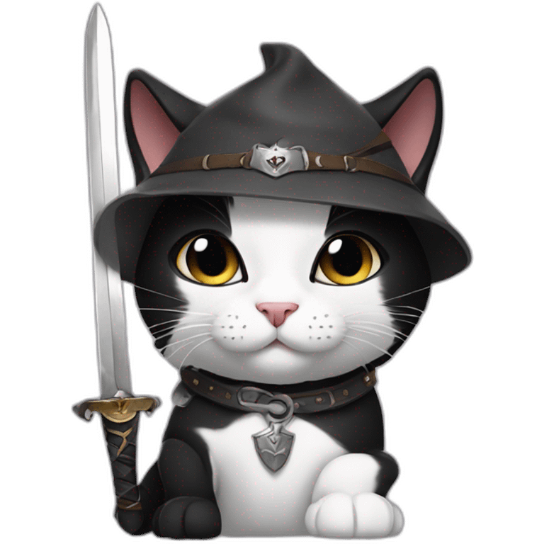 black and white cat in boots with a sword with a scar on his eye emoji