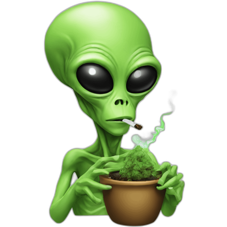 alien smoking weed emoji