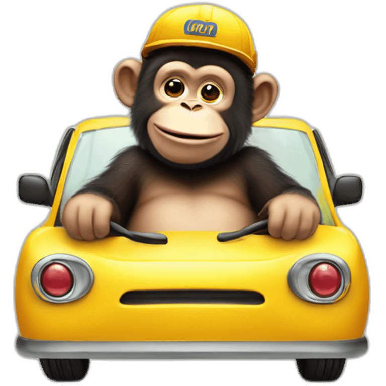 Cute fat chimp driving taxi emoji