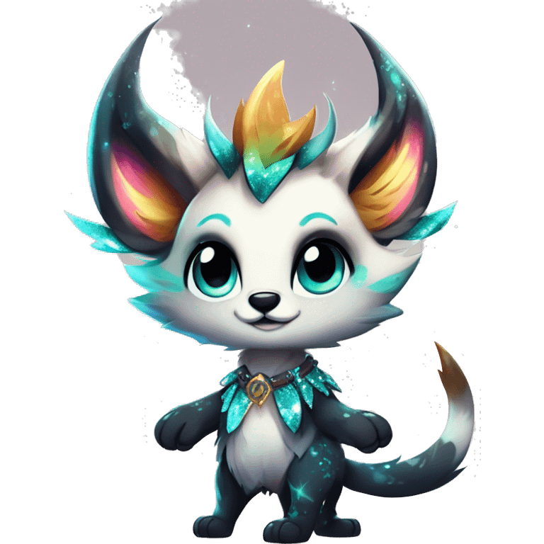 Cool cute Kawaii edgy fantasy animal sparkle fursona Fionbri creature by griffsnuff & LiLaiRa & Falvie full body emoji