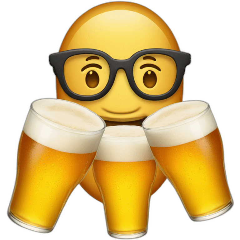 Three smiling glasses of beer emojis emoji