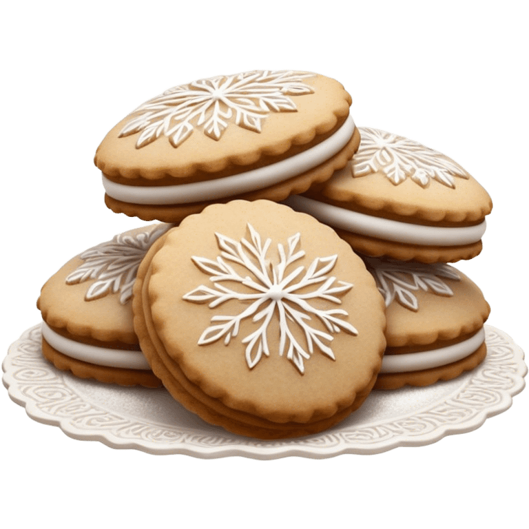 Ma'amoul Cinematic Realistic Ma'amoul Dessert Emoji, depicted as one or two delicate, date-filled cookies lightly dusted with powdered sugar, rendered with intricate textures and warm, inviting lighting. emoji