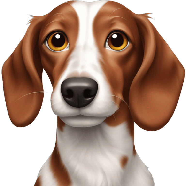 Red piebald long haired dachshund emoji